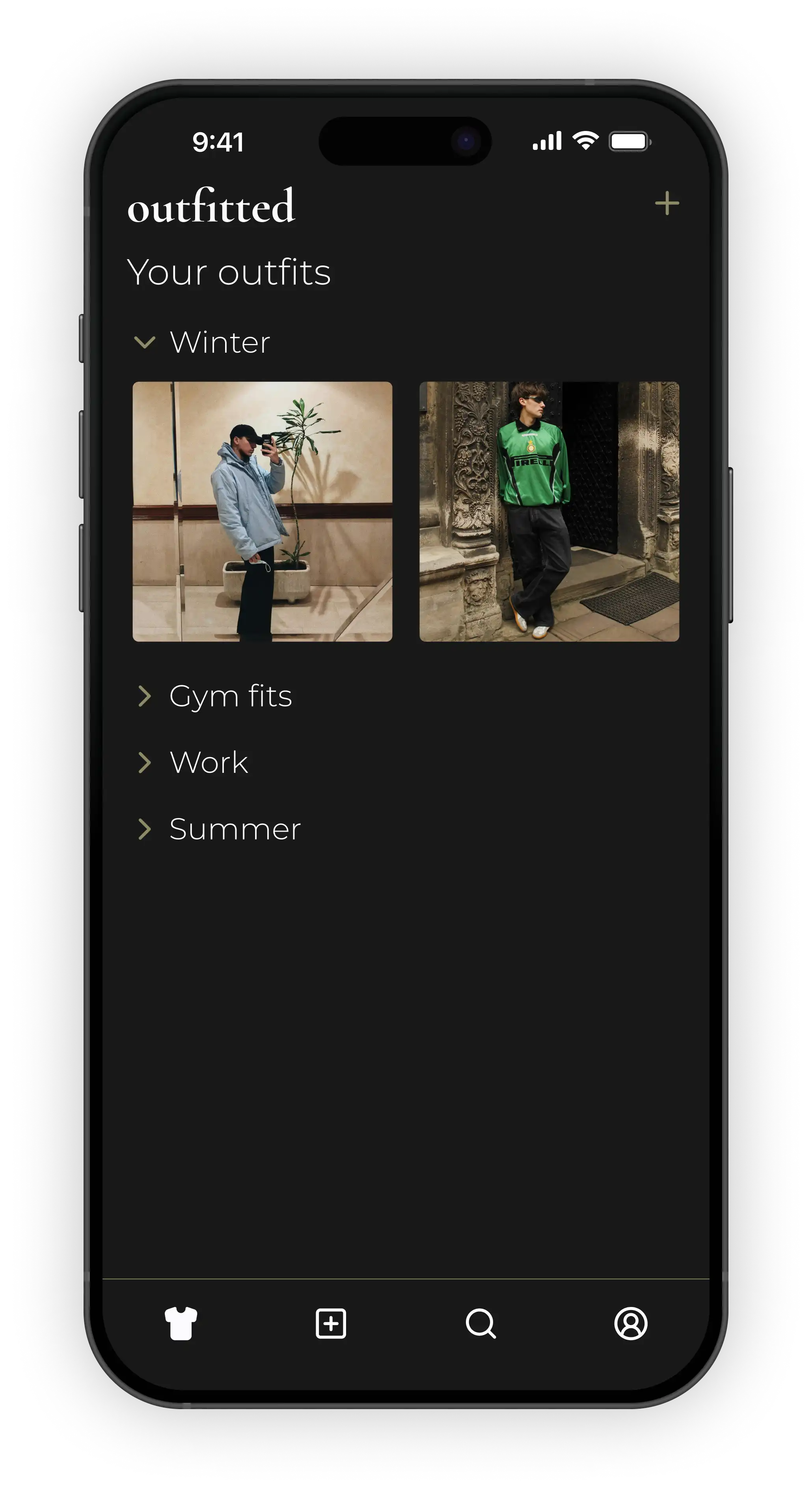 Mockup of outfitted app in iPhone