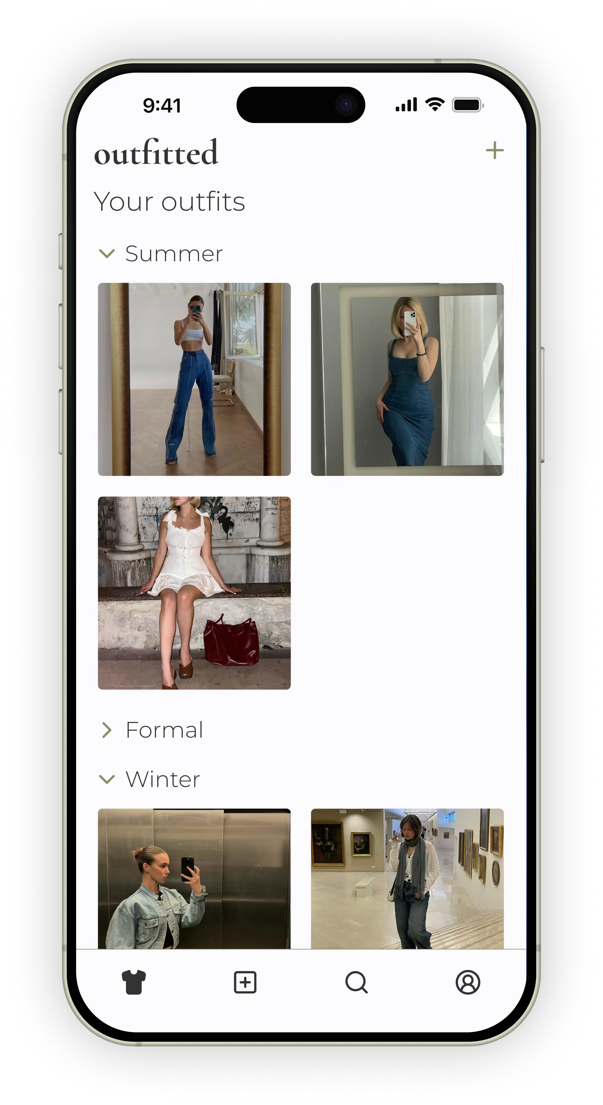 Mockup of outfitted app in iPhone